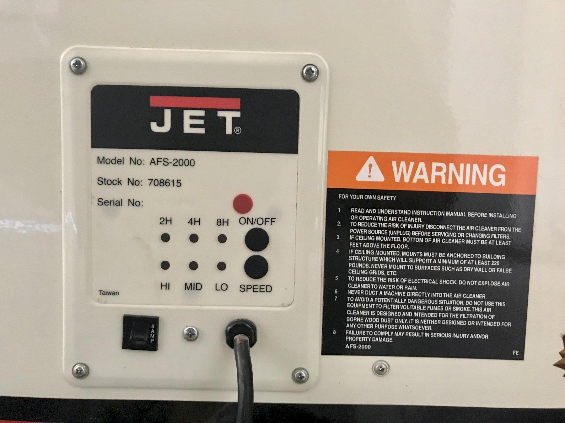 Jet AFS2000 Air Filtration System 2011 with 1700 CFM Air Filtration