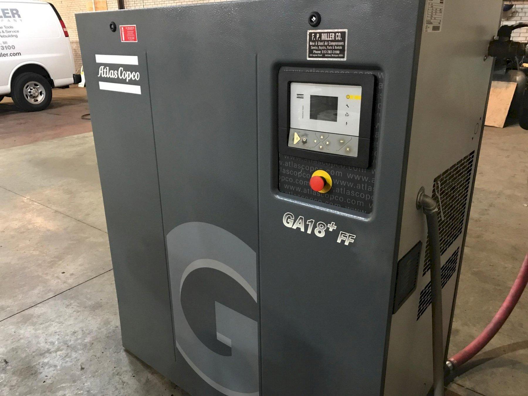 25 Hp Atlas Copco GA18P Rotary Screw air compressor, with Integrated