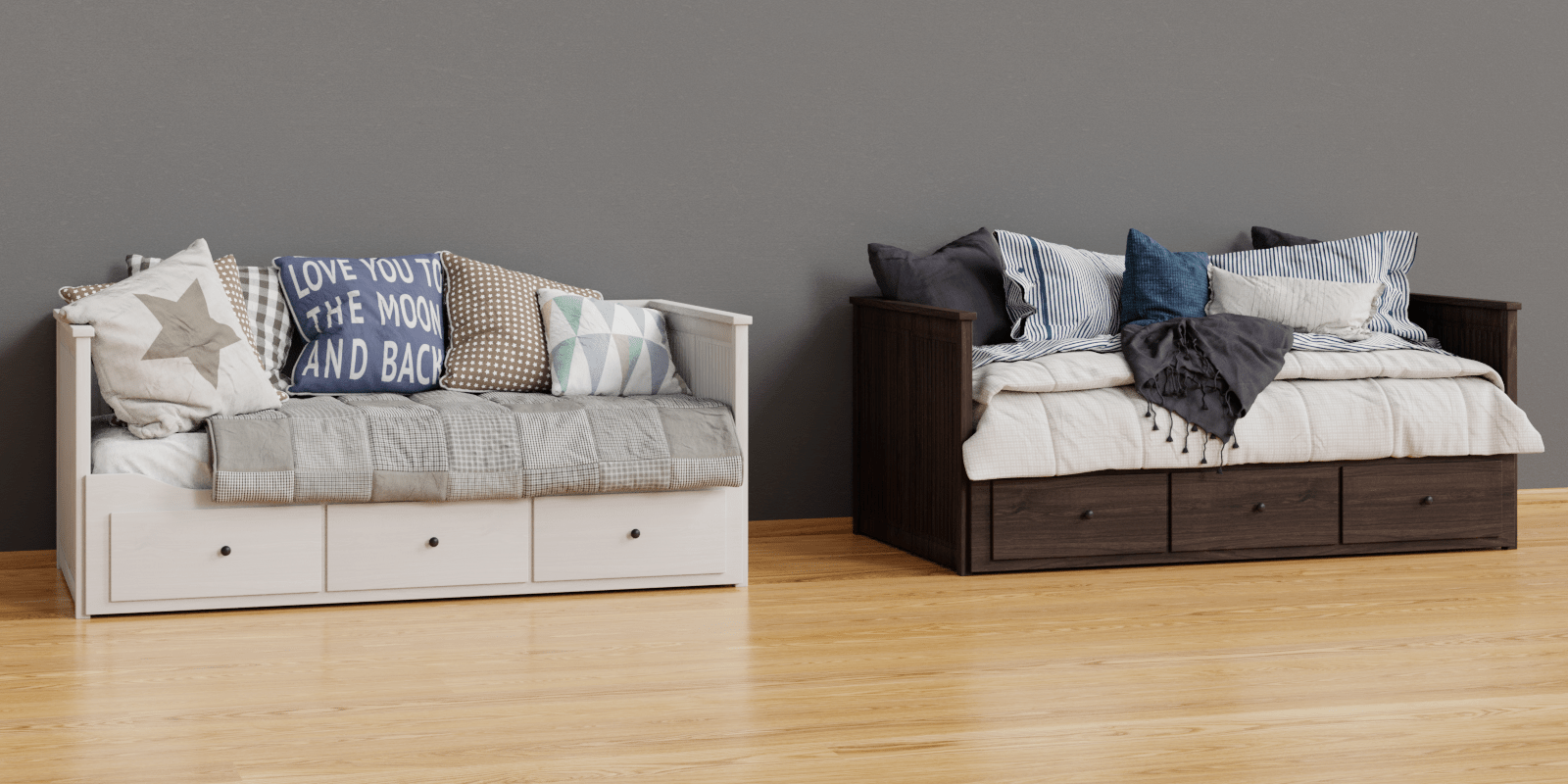 Bed Daybed Ikea Hemnes 01 2 Beds With Pillows And