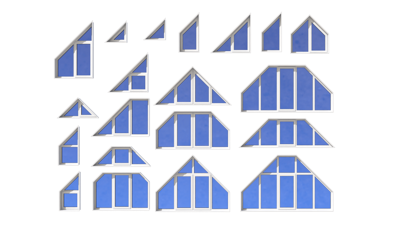 Window Set of trapezoidal windows (20 windows + 5 materials