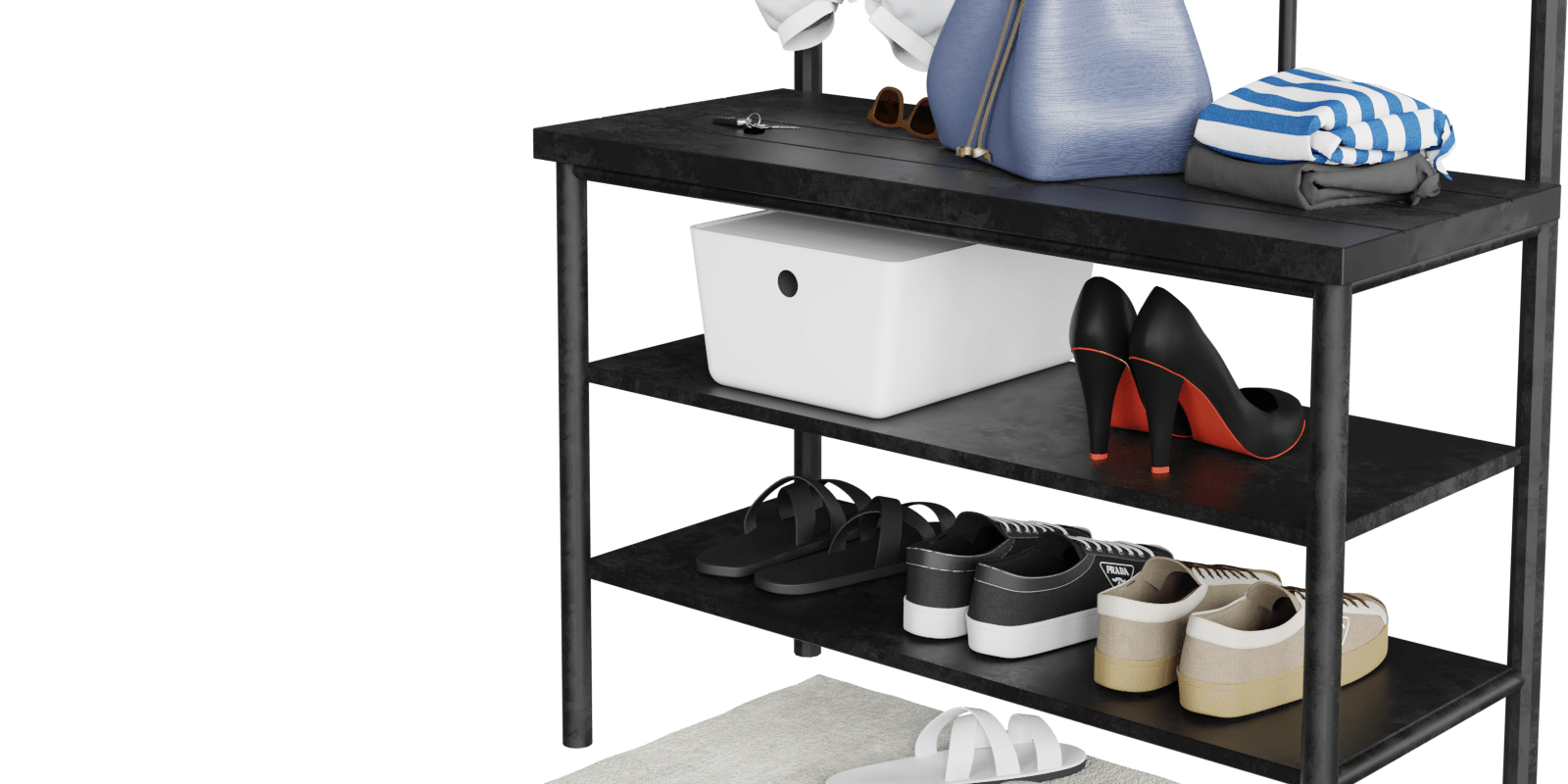 Hallway hanger + Shoe Rack With Bench (Jackets, Bag, Hat, Shoes, Keys