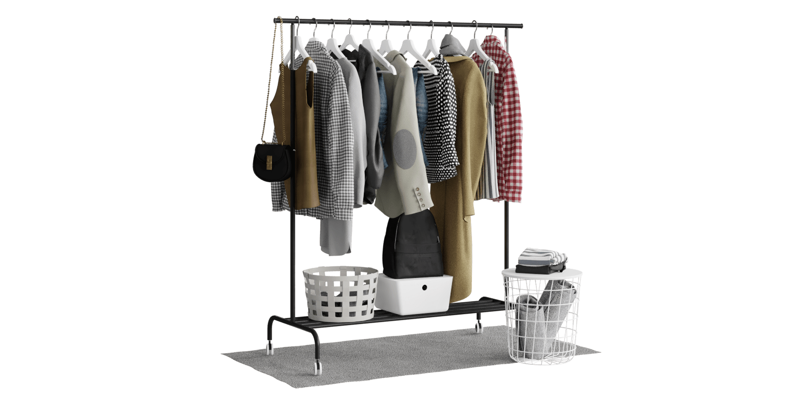 Clothes IKEA Rigga Floor Hanger with clothes (shirt, blazer, bag