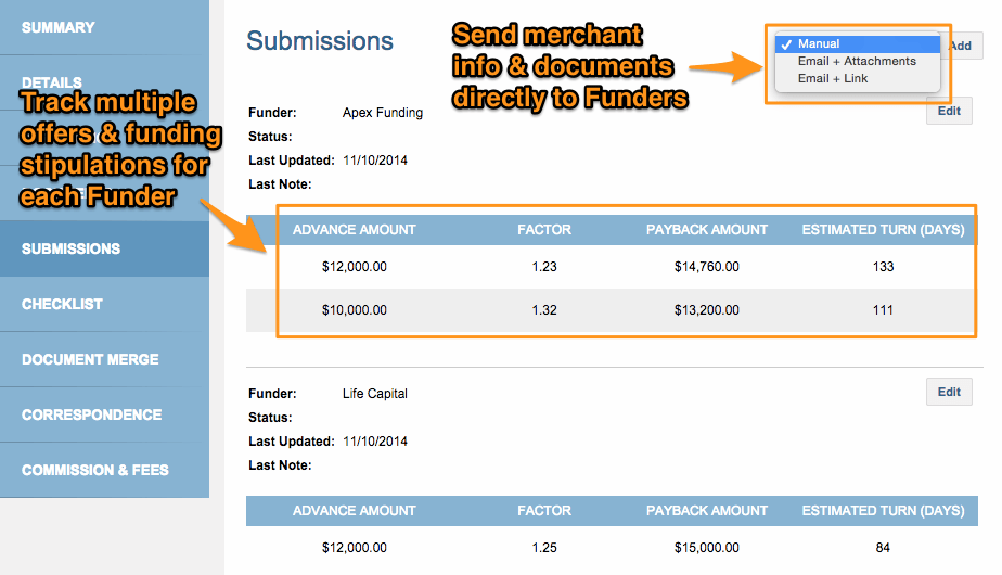 MCA Suite for merchant cash advance brokers and iso