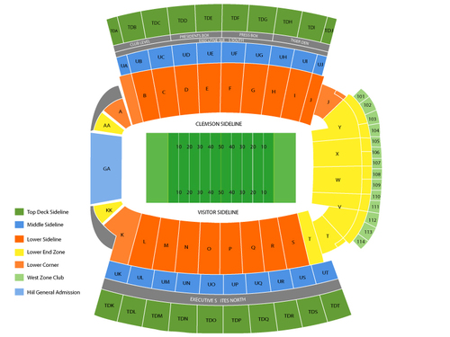 Clemson Memorial Stadium Seating Chart & Events in Clemson, SC