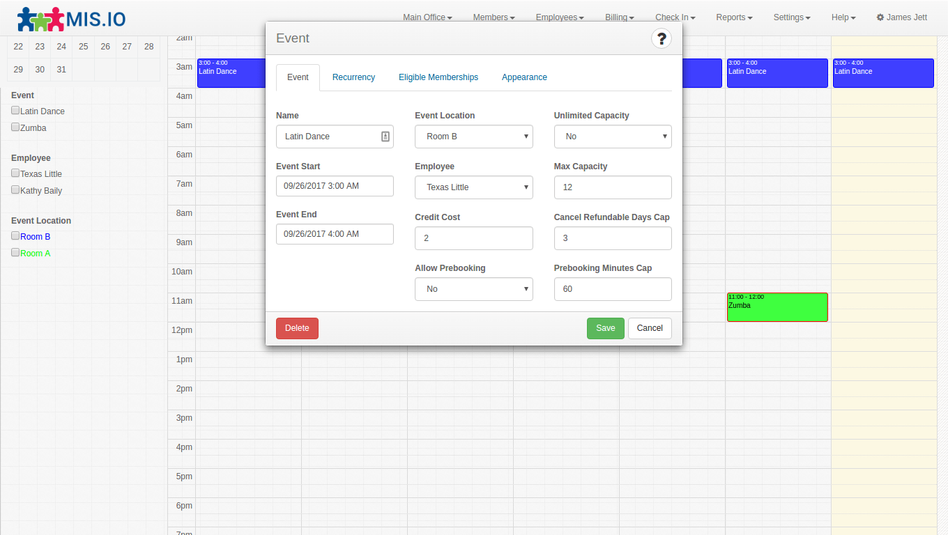 MIS Update Event Booking Enhancements