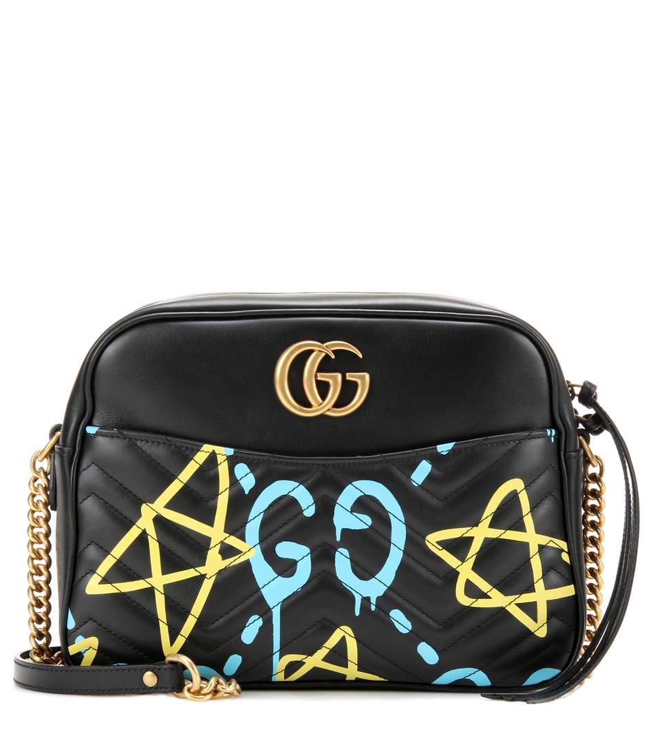 GUCCI Gg Writers Medium GraffitiPrint Camera Bag, Black/Multi, Black