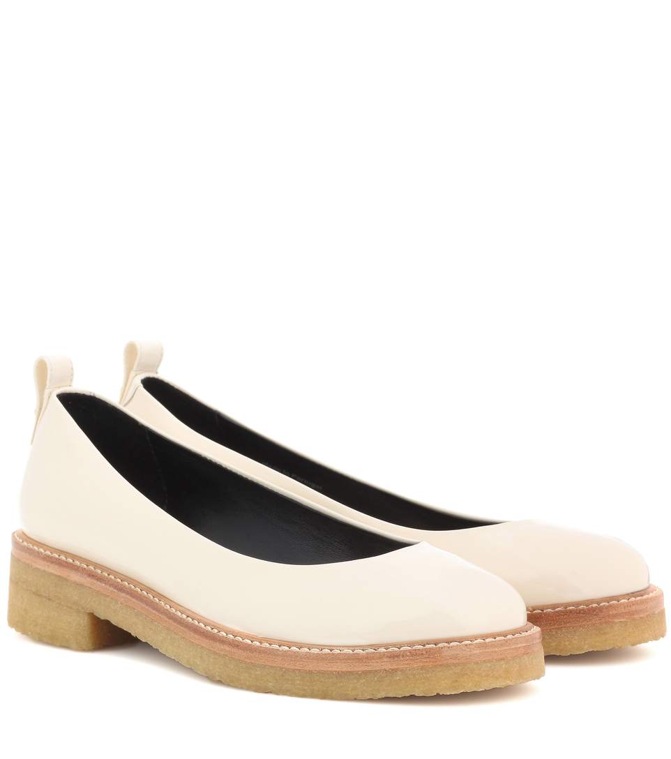 LANVIN Patent Leather Ballerina Pumps in Ivory ModeSens