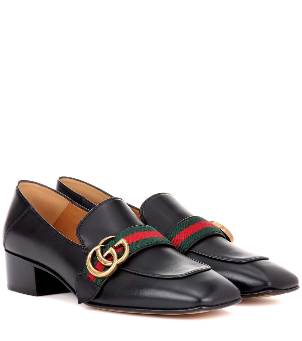 GUCCI Leather Double G Loafer in Black Leather ModeSens