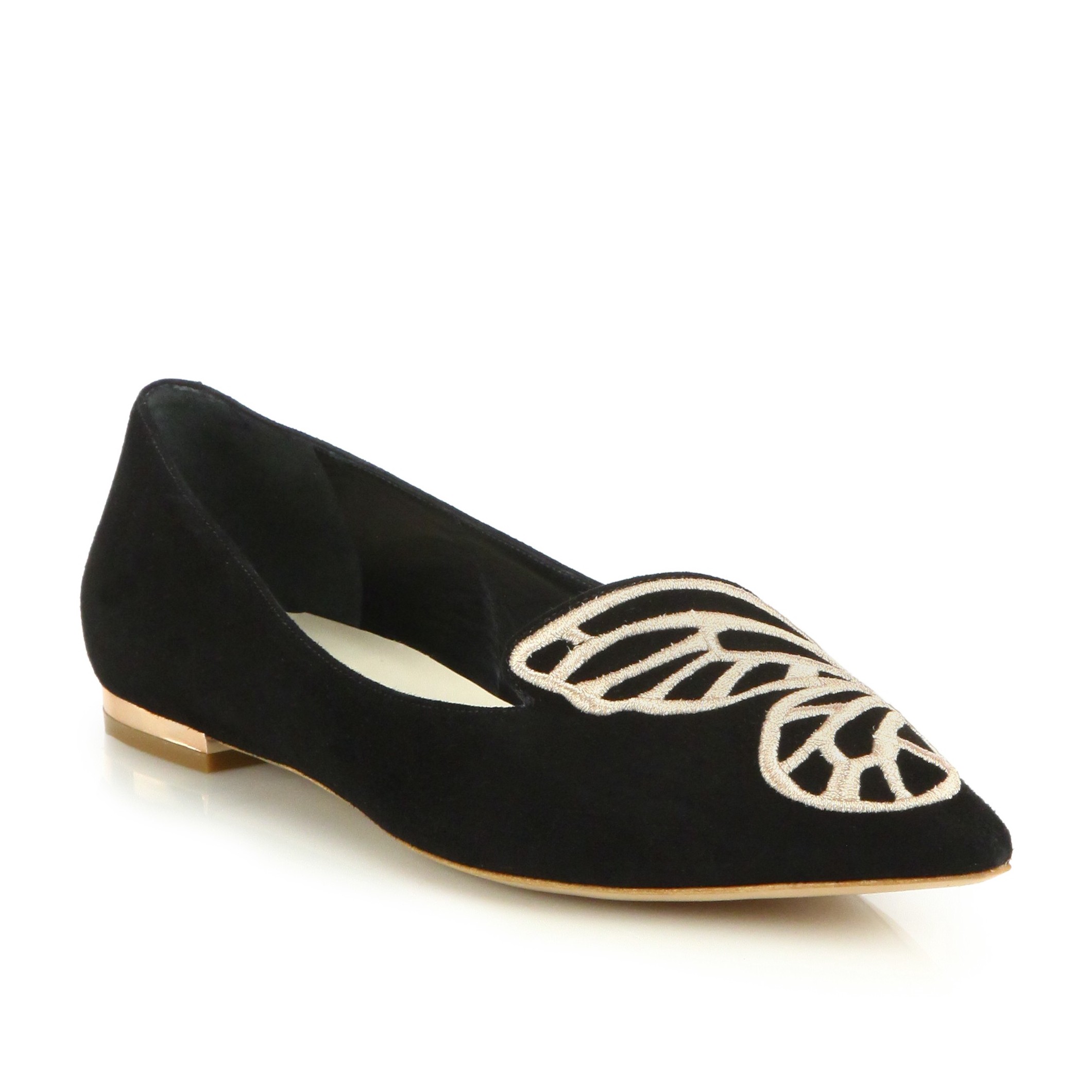 SOPHIA WEBSTER Bibi Butterfly Embroidered Suede PointToe Flats in