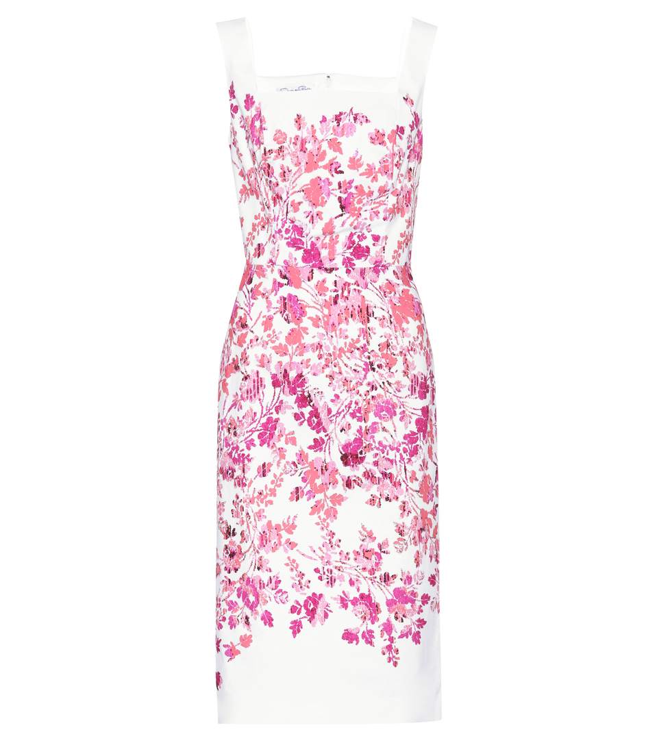 OSCAR DE LA RENTA Printed Cotton Dress in White ModeSens