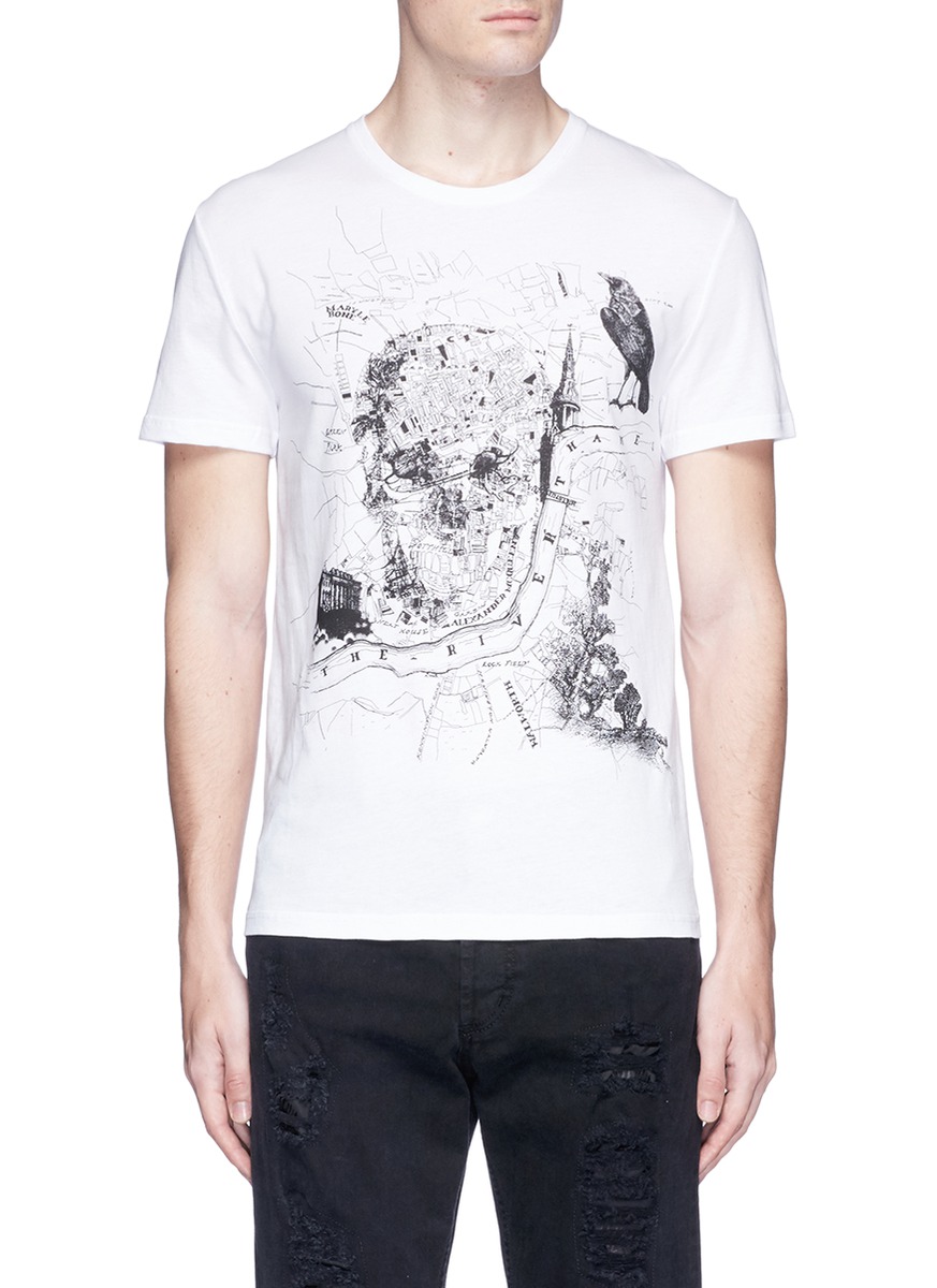 Alexander Mcqueen London Map T Shirt ALEXANDER MCQUEEN London Map Print Cotton Jersey TShirt, White in