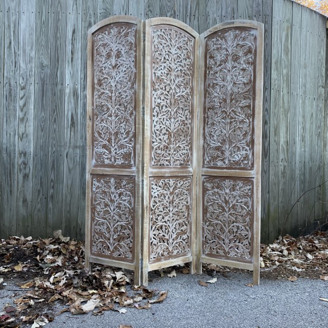 Three Panel Wooden Room Divider Nadeau Chicago