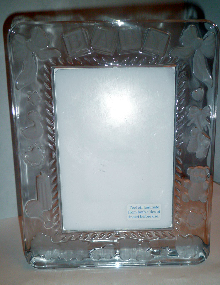 Princess House 24 Lead Crystal Decorated Baby Picture Frame made Czeck