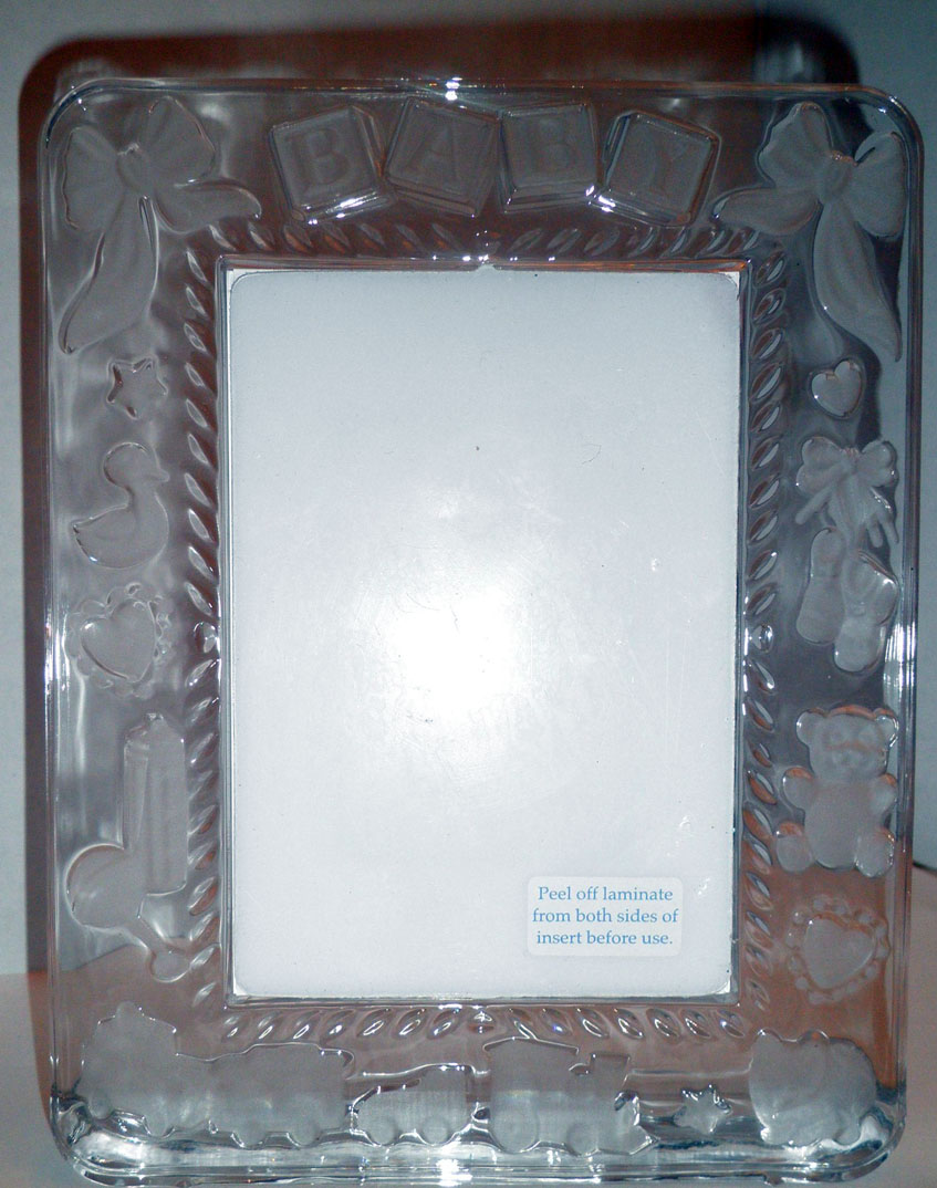 Princess House 24 Lead Crystal Decorated Baby Picture Frame made Czeck