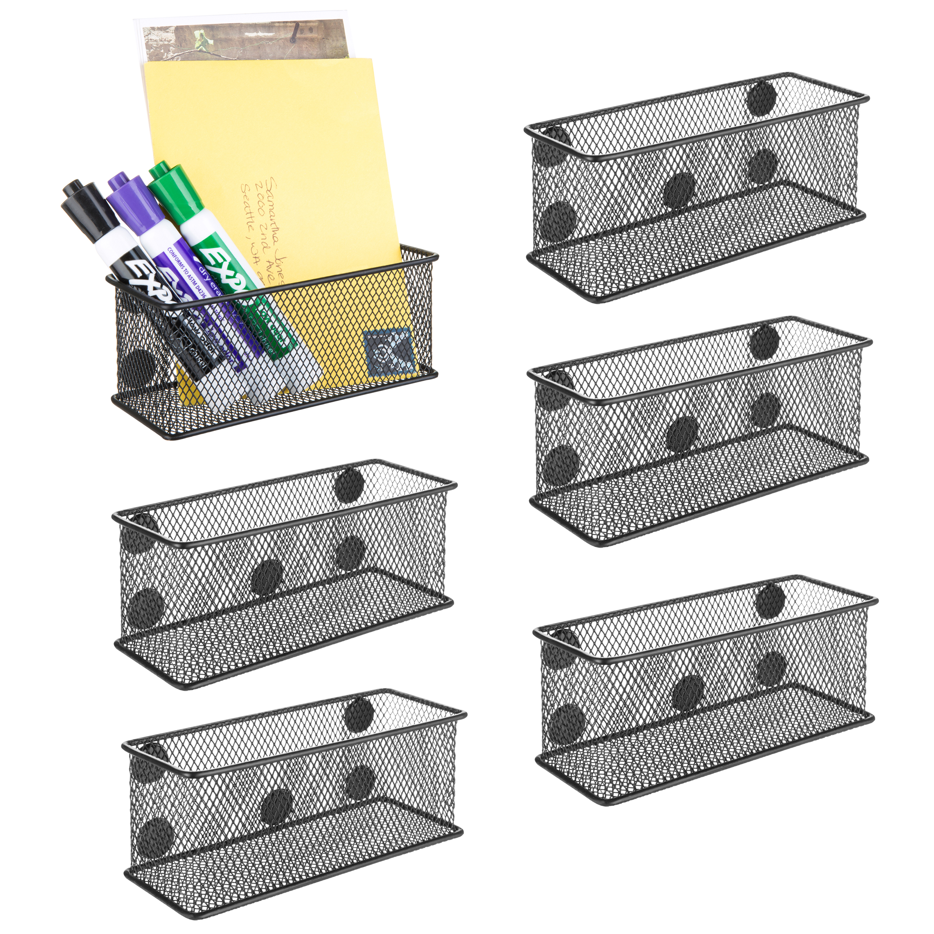 Wire Mesh Storage Baskets, Office Supply Organizer, Set of 6