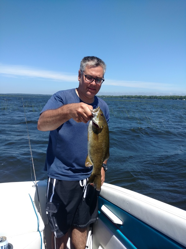 Caught a Smallmouth Bass on Indian Lake using a Live bait combo