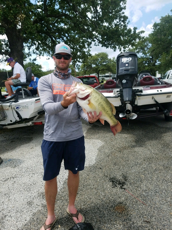 Caught a Largemouth Bass on Lake Ray Roberts using a jig