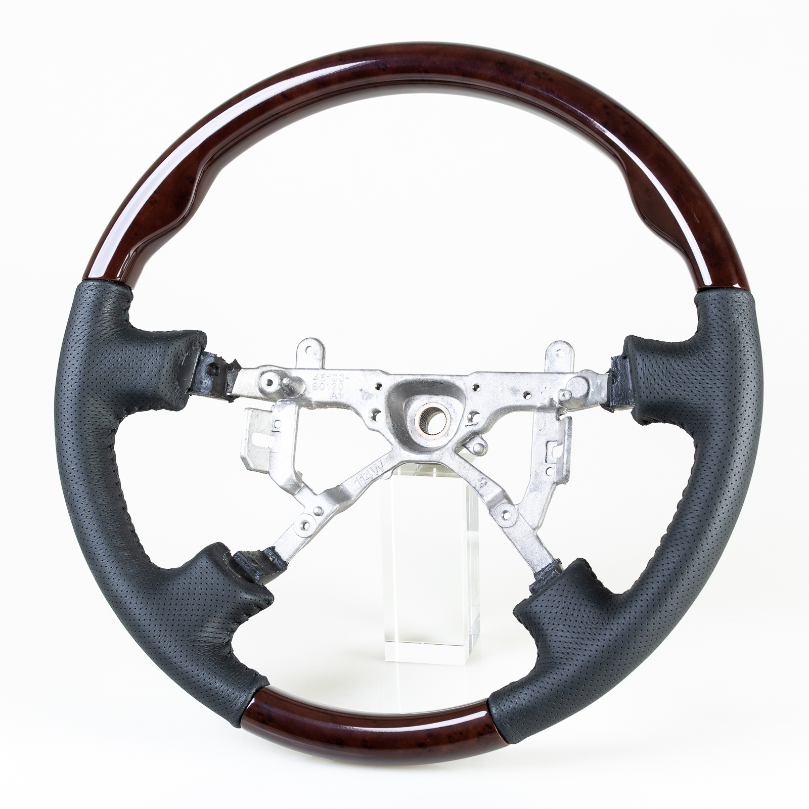 Replacement Steering Wheel Classic Wood Grain Leather Grip For Toyota