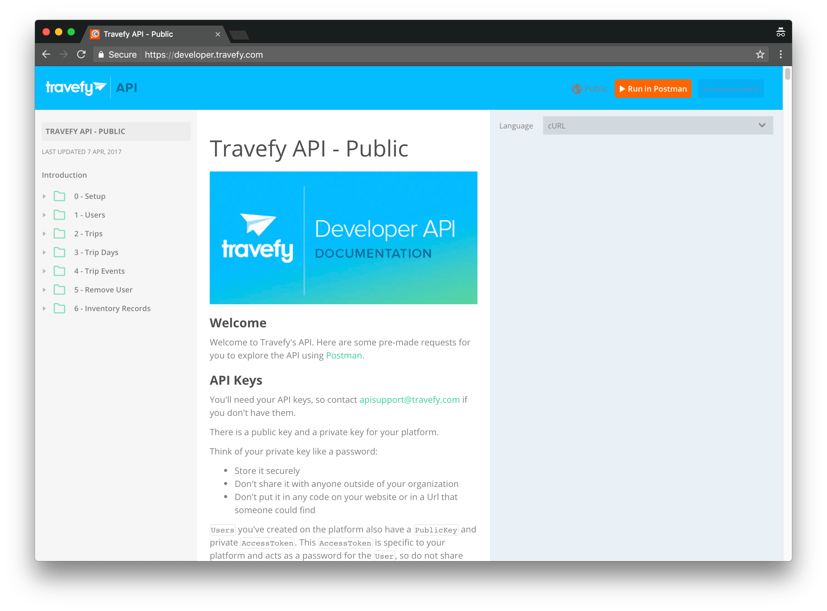 Public API documentation