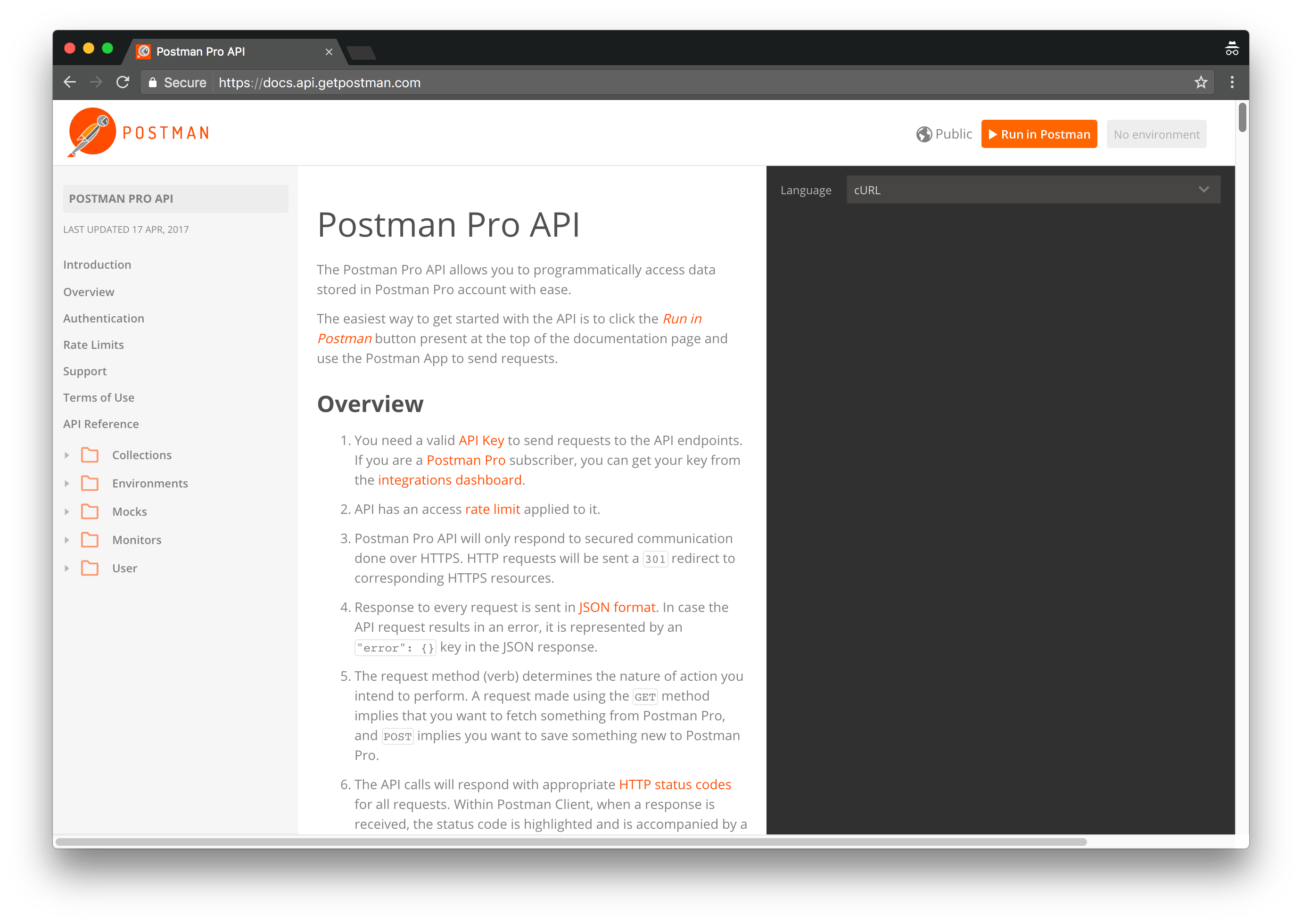 Public API documentation