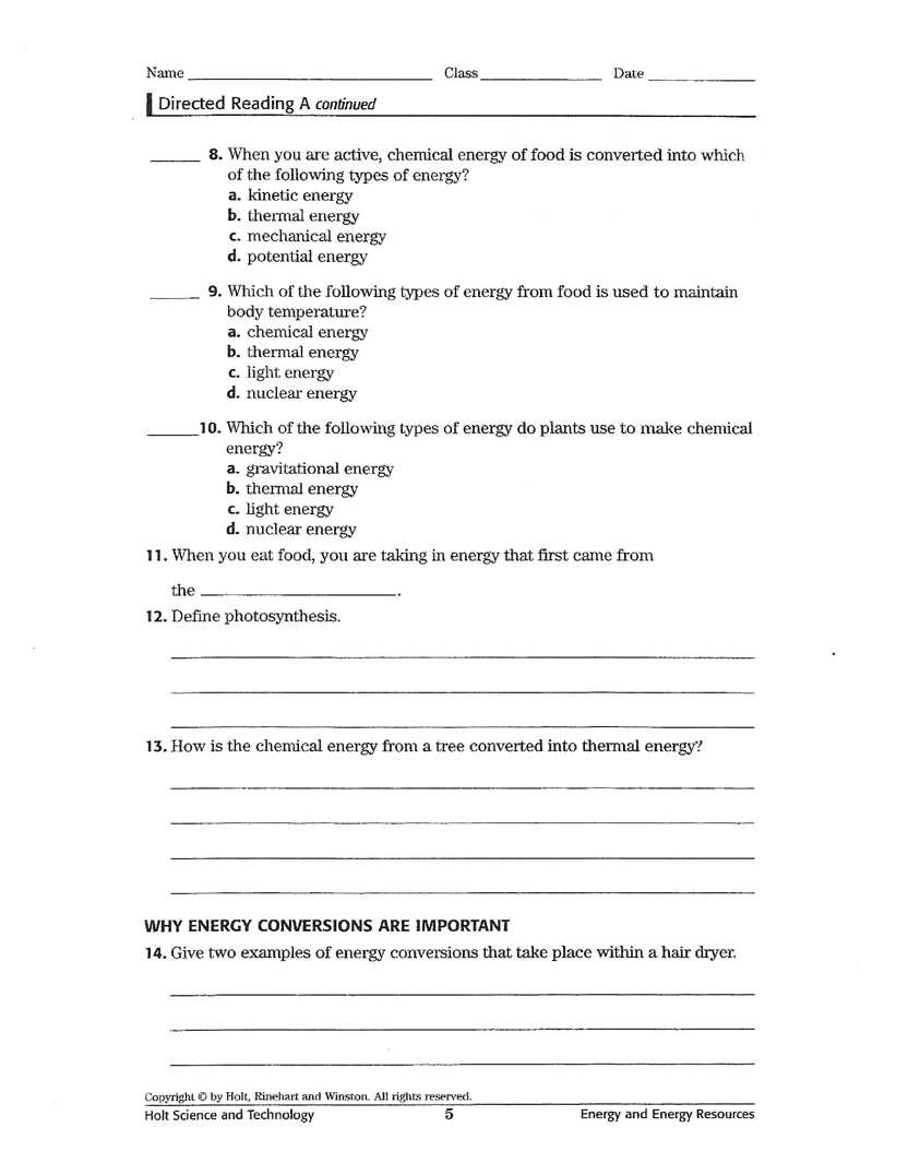 Energy Conversions Worksheet Craig Fisher Library Formative