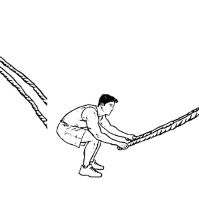 Battle Rope Double Wave With Squat Jumps Exercise Howto Workout