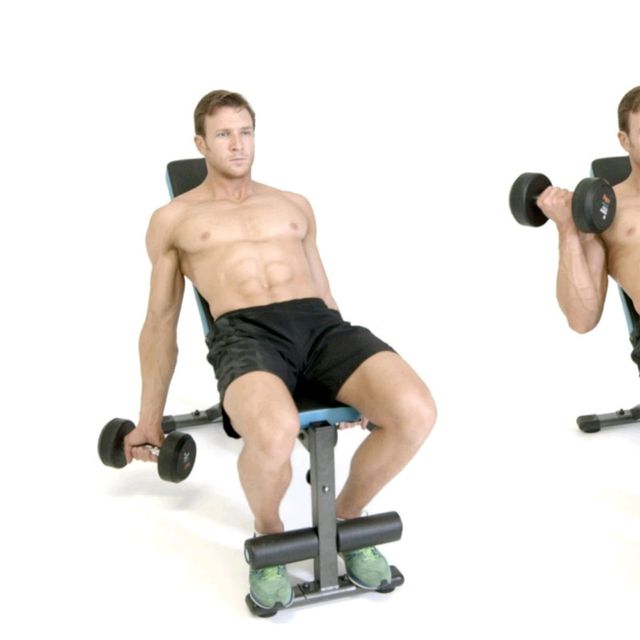 Incline Bicep Curl Exercise Howto Workout Trainer by