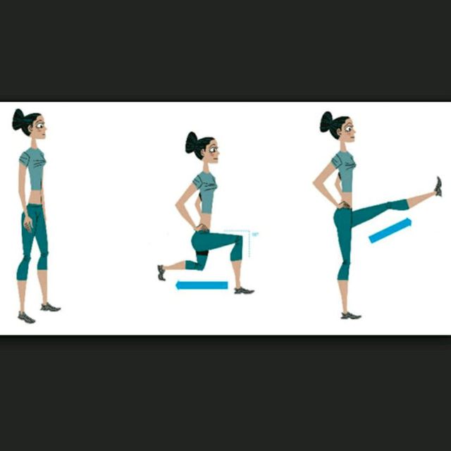 Reverse Lunge With Front Kick Exercise Howto Workout Trainer by