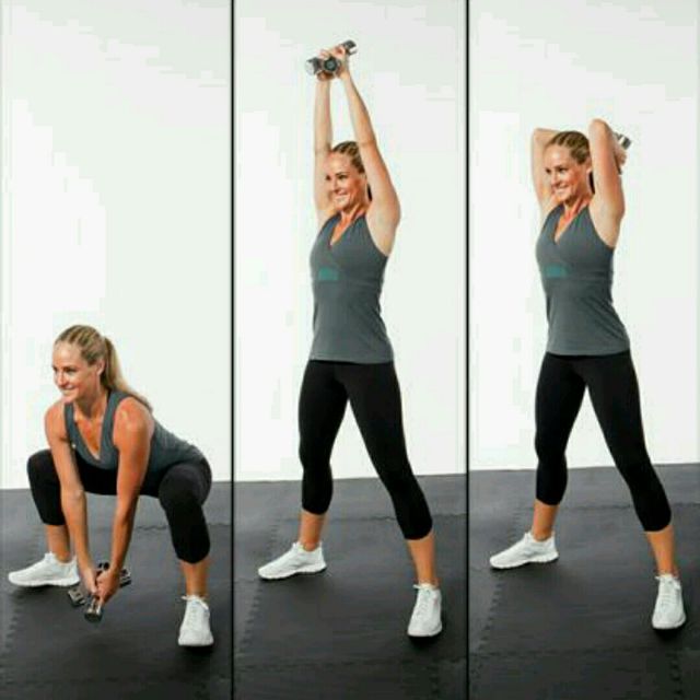 Sumo Squat Touch with Triceps Extensions Exercise Howto Workout