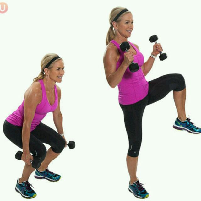 Alternate Dumbbell Sumo Squat Leg Lift Exercise Howto Workout Trainer by Skimble