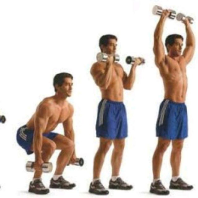 Dumbbell Squat, Curl, Press by Jeff Guleserian Exercise Howto Skimble