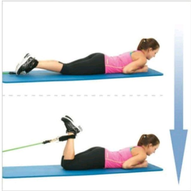 Lying Leg Curls with resistance bands Exercise Howto