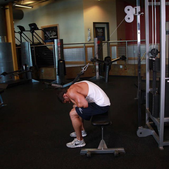 Cable Seated Crunch Exercise Howto Workout Trainer by Skimble