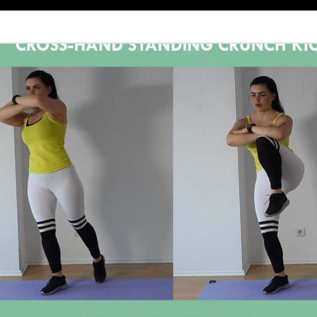 CrossHand Stand Crunch Kicks by Bridgitte Dabrowski Exercise Howto