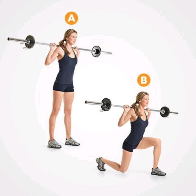 Forward Lunges With Barbell by Blissed Out Baker plant Based Chef Exercise Howto Skimble