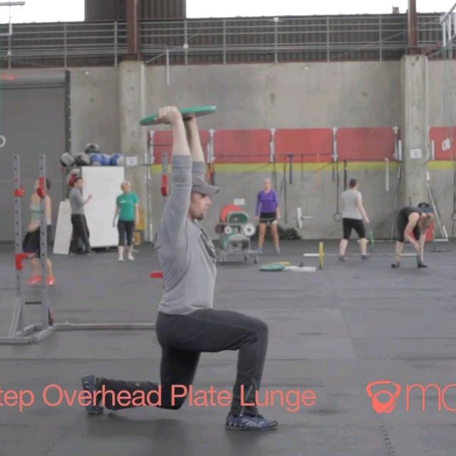 Reverse Step Overhead Plate Lunge by Blissed Out Baker plant Based