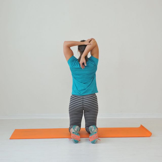 Right Arm Behind Head Exercise Howto Workout Trainer by Skimble