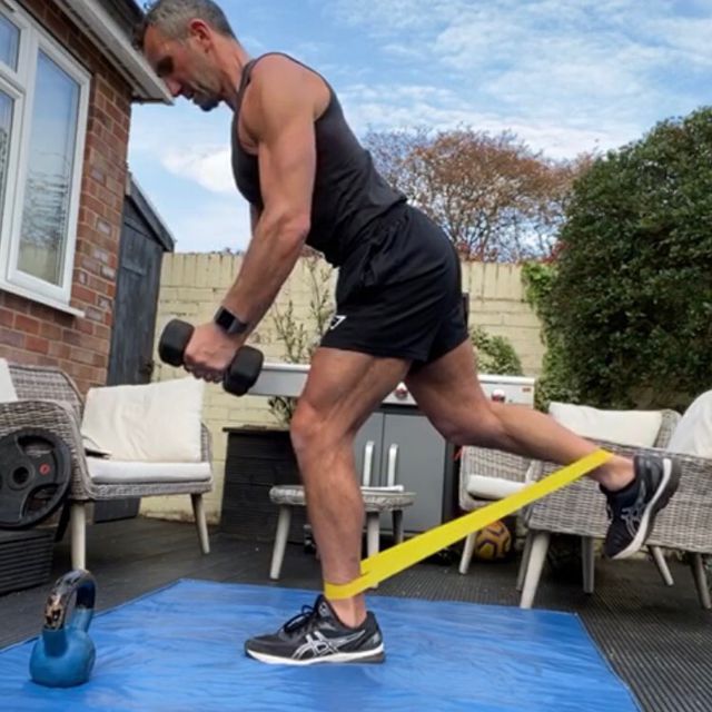 Banded Leg Raise With Dumbbell Lateral Arm Raises Exercise Howto