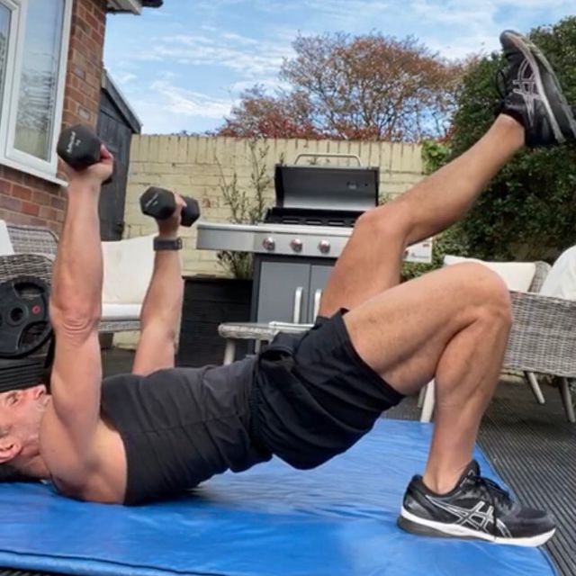 Single Leg Glute Bridge Chest Press Exercise Howto Workout Trainer