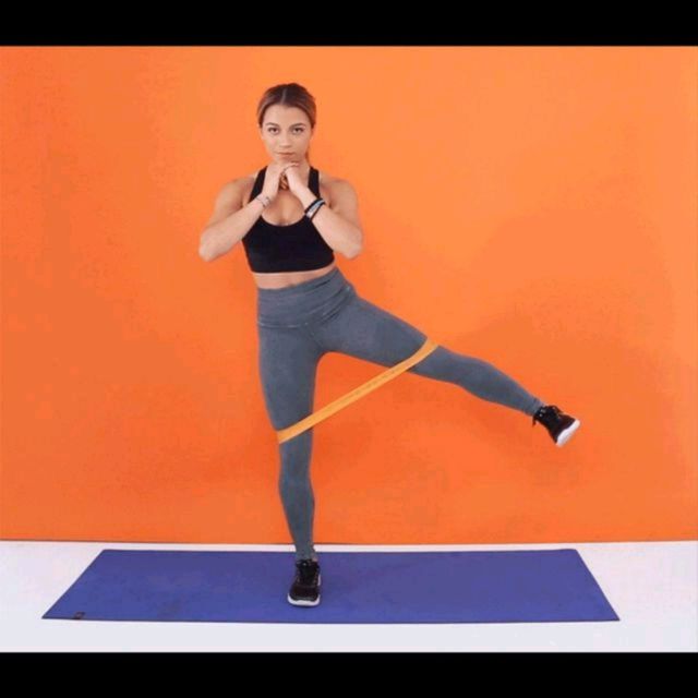 Banded Squat To Side Kick by Tanya M. Exercise Howto Skimble