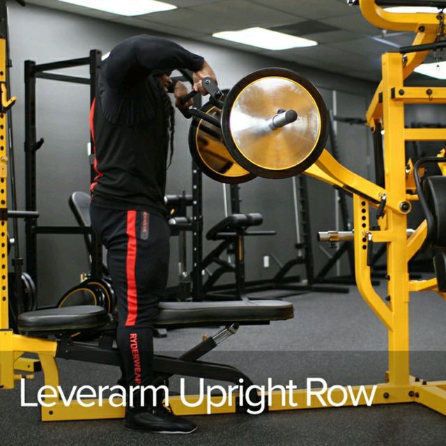 Lever Arm Upright Row Machine Exercise Howto Workout Trainer by