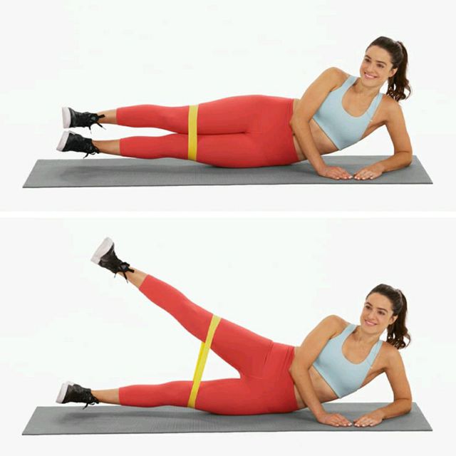 Right Resistance Band Lying Side Kick by Odin S. Exercise Howto