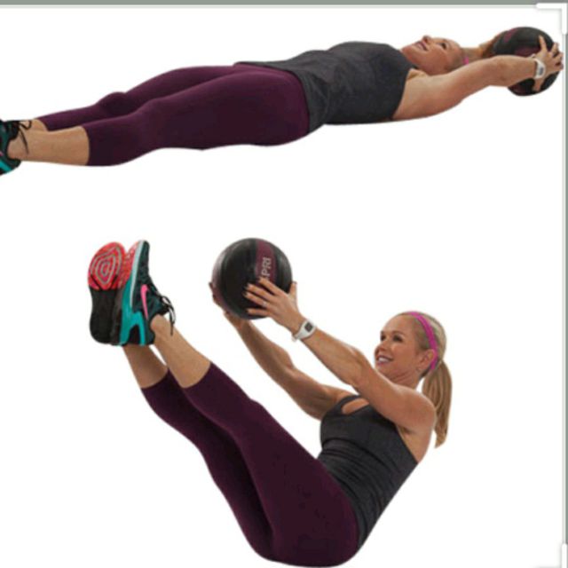 Medicine Ball V Sit Crunches Exercise Howto Workout Trainer by Skimble