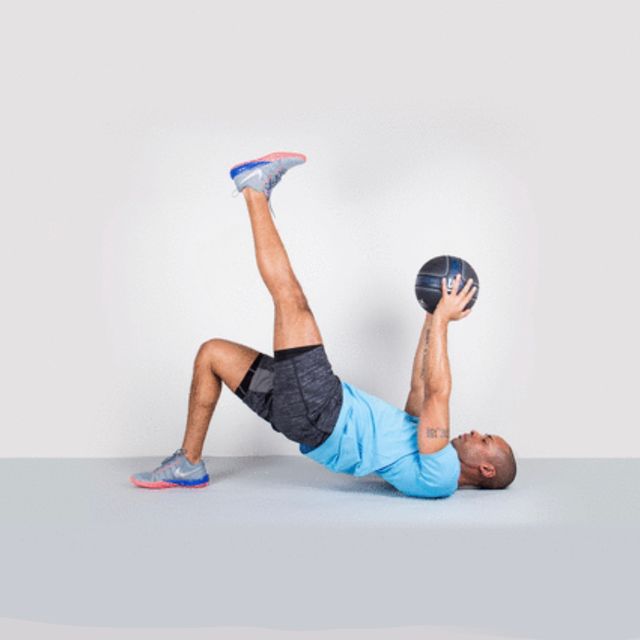 Single Leg Glute Bridge With Med Ball (R) by Ömer K. Exercise Howto