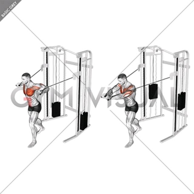 Standing Cable Chest Press Exercise Howto Workout Trainer by Skimble