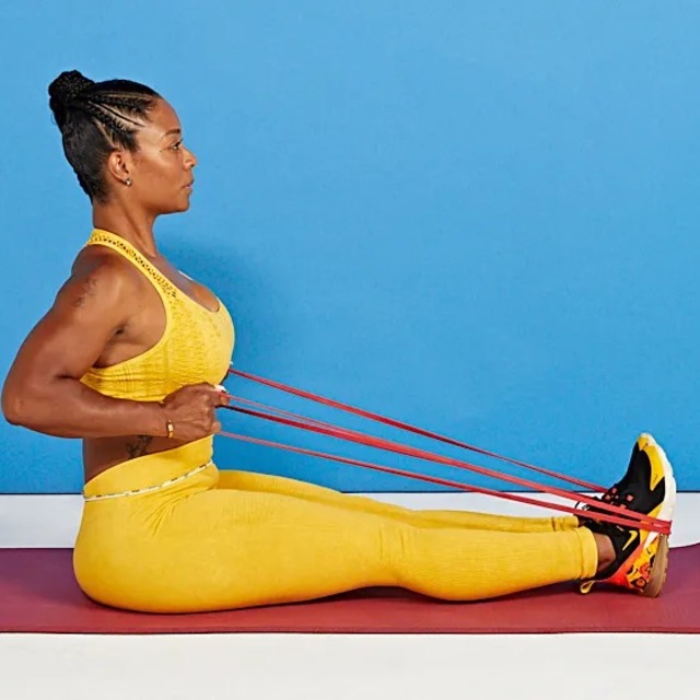 Resistance Band Row by Gabi Wolosik Exercise Howto Skimble