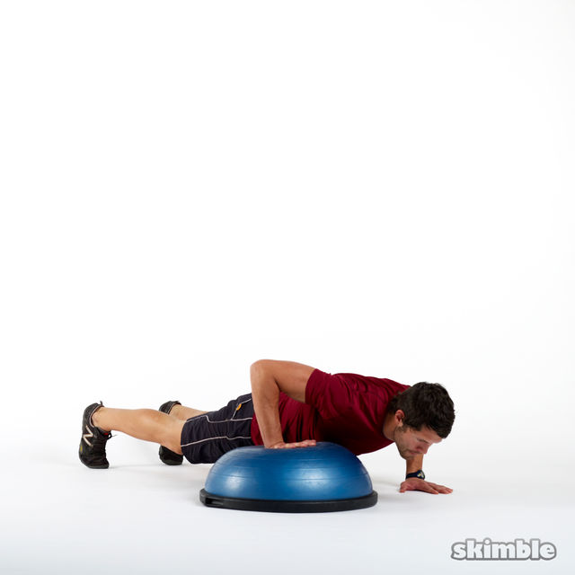 BOSU Right Offset PushUps Exercise Howto Workout Trainer by Skimble