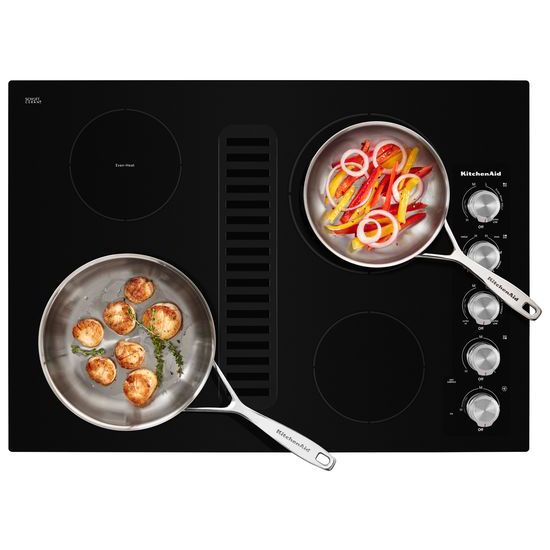 KitchenAid KCED600GBL 30" Electric Downdraft Cooktop with 4