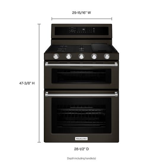 KitchenAid KFGD500EBS 30Inch 5 Burner Gas Double Oven Convection
