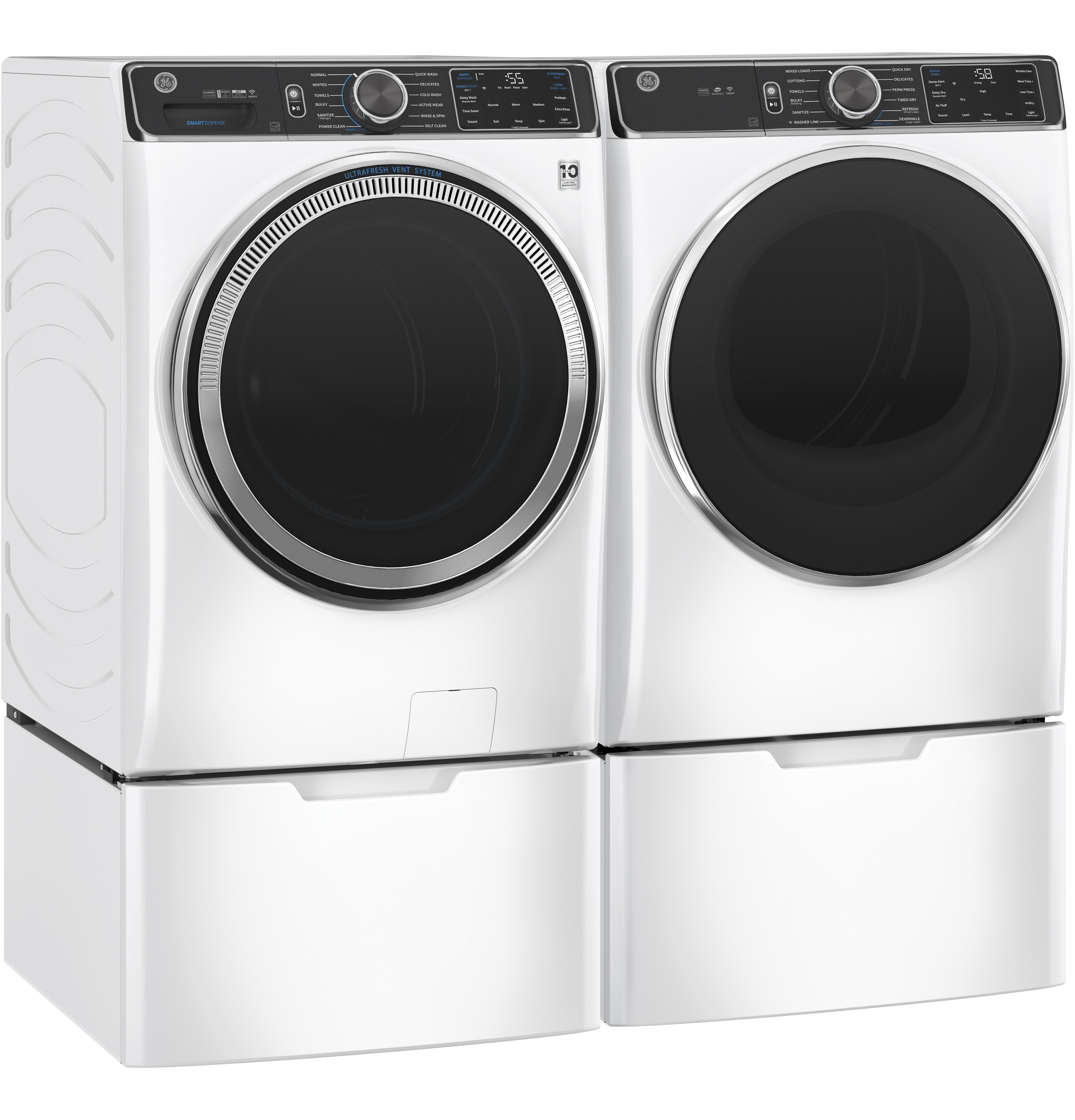 GE GFD85ESSNWW GE® 7.8 cu. ft. Capacity Smart Front Load Electric